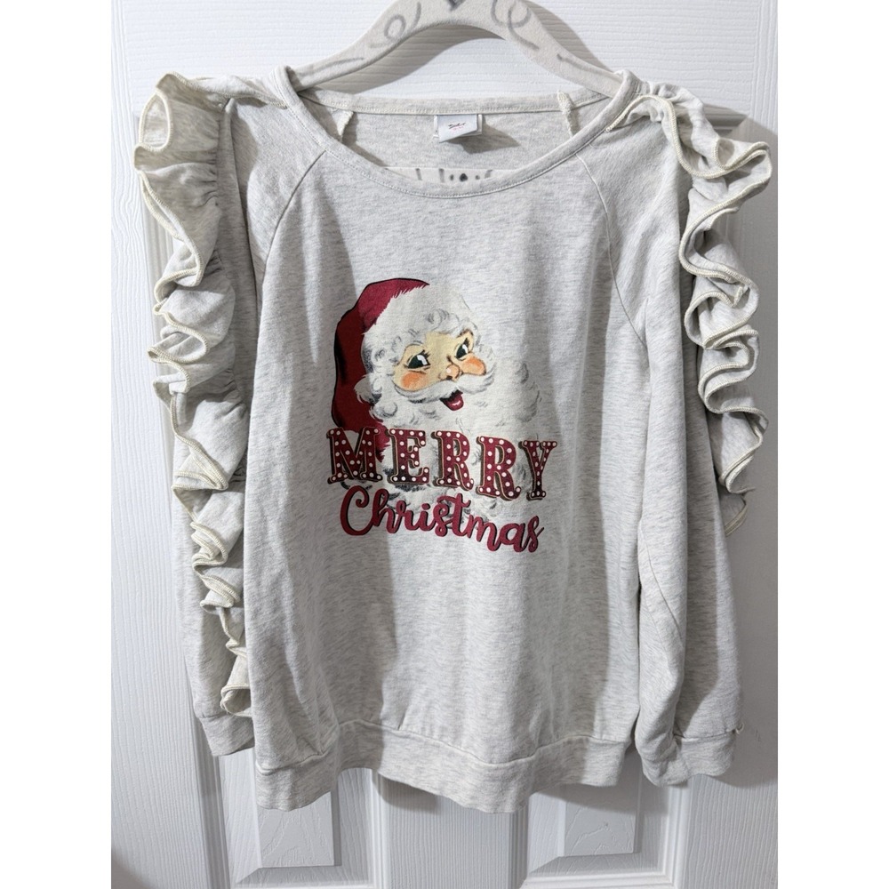 Girls Size Small Dash Of Glitter Christmas Sweater Ruffle Sleeves